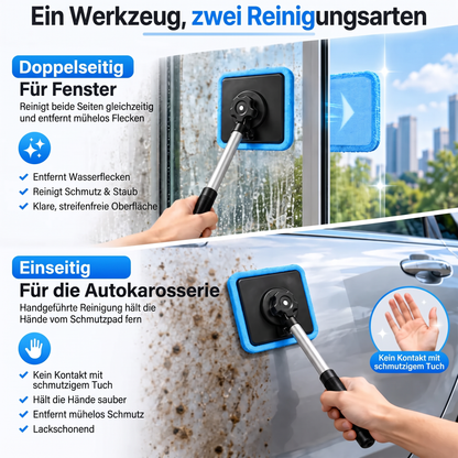 Magnetischer Glasreiniger — doppelseitige Reinigung, waschbare Reinigungspads und vielseitige Anwendung für Zuhause & Auto | Ein Set. Saubereres Glas. Weniger Aufwand. 💎