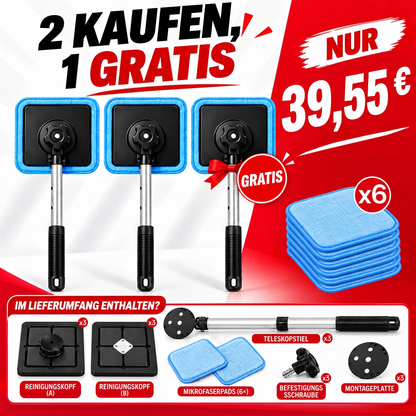Magnetischer Glasreiniger — doppelseitige Reinigung, waschbare Reinigungspads und vielseitige Anwendung für Zuhause & Auto | Ein Set. Saubereres Glas. Weniger Aufwand. 💎
