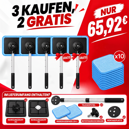 Magnetischer Glasreiniger — doppelseitige Reinigung, waschbare Reinigungspads und vielseitige Anwendung für Zuhause & Auto | Ein Set. Saubereres Glas. Weniger Aufwand. 💎